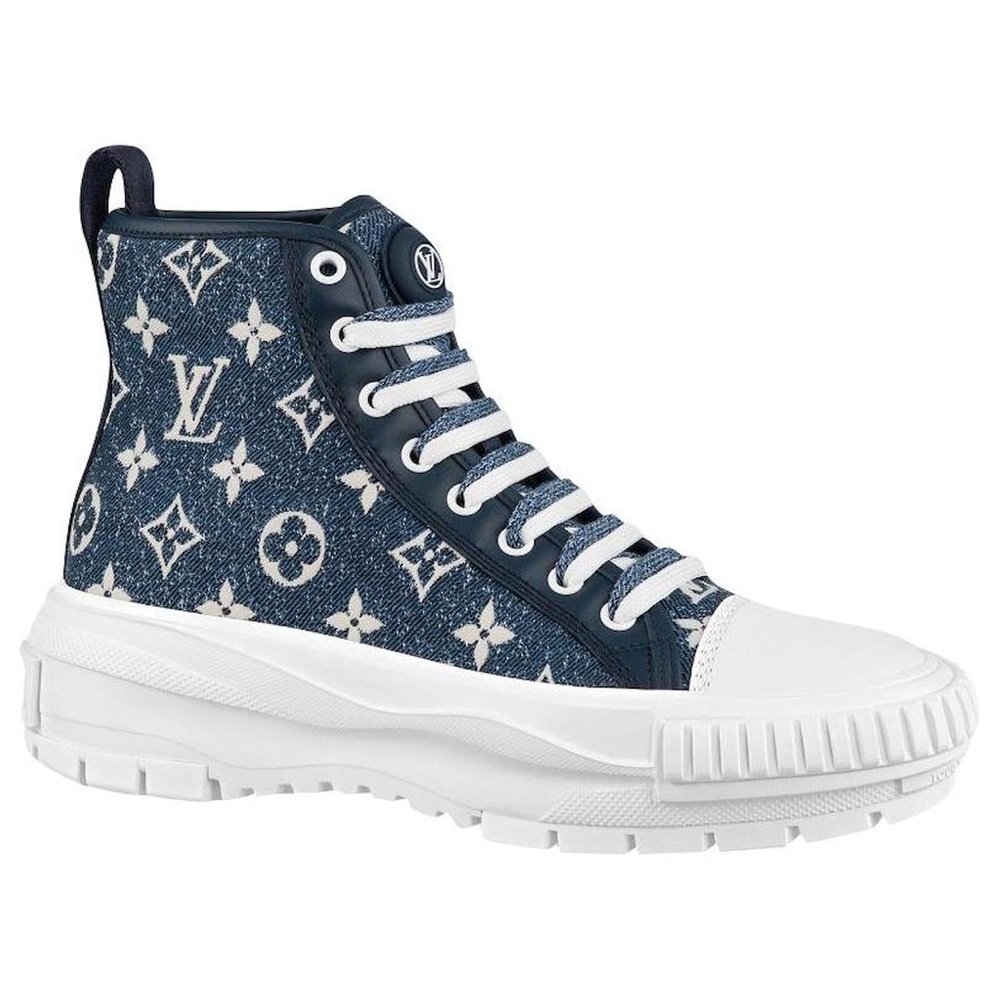 Louis Vuitton Squad Boot Monogram Denim Navy Blue White (Women's) Size 38
